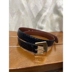 Jana Vintage 80s Snakeskin Leather Black Belt- Size Medium
